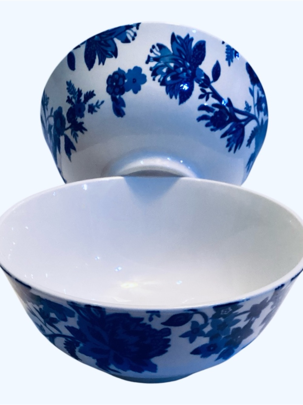 Royal Norfolk Cobalt Blue Floral Bowls Set of 2 Cereal Soup Salad Bowls 6” - Picture 4 of 6